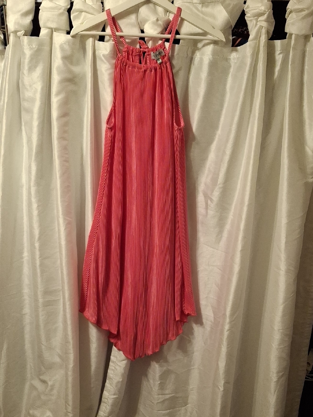 Almost Famous Coral Pink High-Low Pleated Dress
